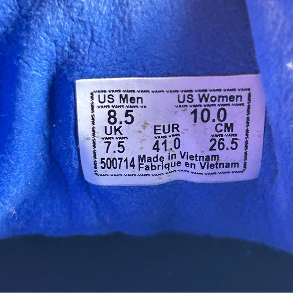 RARE Vans Diamo Ni Old Skool Royal Blue Lace Up Shoes Mens Size 8.5 Womens 10 - Picture 9 of 10